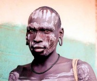 Mursi warrior, Jinka market, southwest Ethiopia, Africa