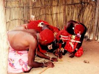Making fire the Samburu way, Northern Kenya, Africa
