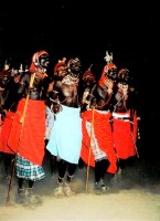 Samburu warriors dancing, Northern Kenya, Africa