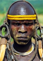 Mursi warrior, Omo valley, Ethiopia, Africa