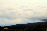 Camping above the sea of clouds, Kilimanjaro National Park, Tanzania, Africa