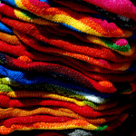 Colorful fabrics, Otavalo market, Otavalo, Ecuador
