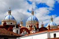 Three domes of the Cathedral of the Immaculate Conception, Cuenca, Ecuador