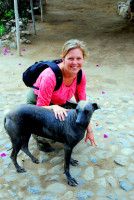 Christi and a hairless dog, Trujillo, Peru