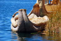 Tortora reed boat, Uros Islands, Lake Titicaca, Peru