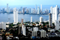 Downtown Cartagena (foreground) and Bocagrands (background) as seen from La Popa