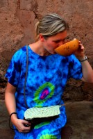 A refreshing gourd of millet beer, Old Quarter, Bobo-Dioulasso, Burkina Faso, Africa