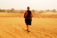 Crossing the wadi between New Town and Old Town Chinguetti, Mauritania, Africa Crossing the wadi between New Town and Old Town Chinguetti, Mauritania, Africa