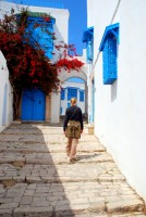Ambling along the blue and white streets of Sidi Bou Said, Tunisia, Africa