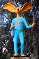 Labib the desert fox, mascot for environmental causes, Tozeur, Tunisia, Africa
