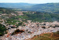 Chefchaouen from the Jebel el-Kelaa trail, Rif mountains, Morocco, Africa