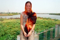 The confluence of the Blue Nile [right] and White Nile [left] from al-Mogran Family Park, Khartoum, Sudan, Africa