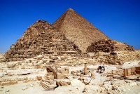 The pyramids of Giza (backside view), Cairo, Egypt, Africa