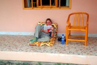 Relaxing at Turmi Lodge, Lower Omo Valley, Ethiopia, Africa