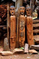 Wagas (ceremonial wood carvings), Konso village of Gamorle, Southern Ethiopia, Africa